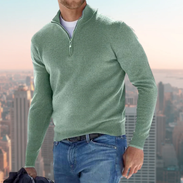 Street-Wave Mens Cotton Blend Sweatshirt Quarter Zip Stand Collar Casual Wear