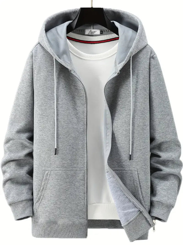 Street-Wave Mens Full Zip Hoodie Relaxed Fit Cotton Blend Kangaroo Pockets