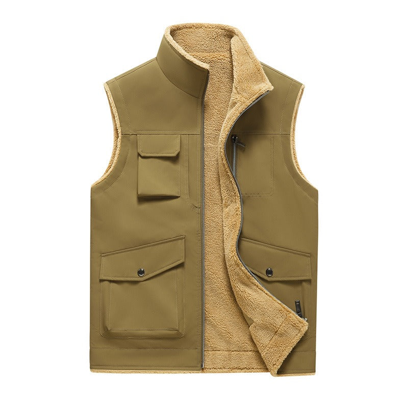 Street-Wave Fleece-Lined Mens Outdoor Vest With Multiple Pockets For Outdoor Enthusiasts