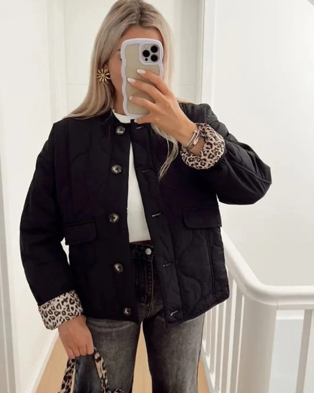 Street Wave Leopard Print Elegant Jacket For Fashion Forward Women Luxe Statement Outerwear