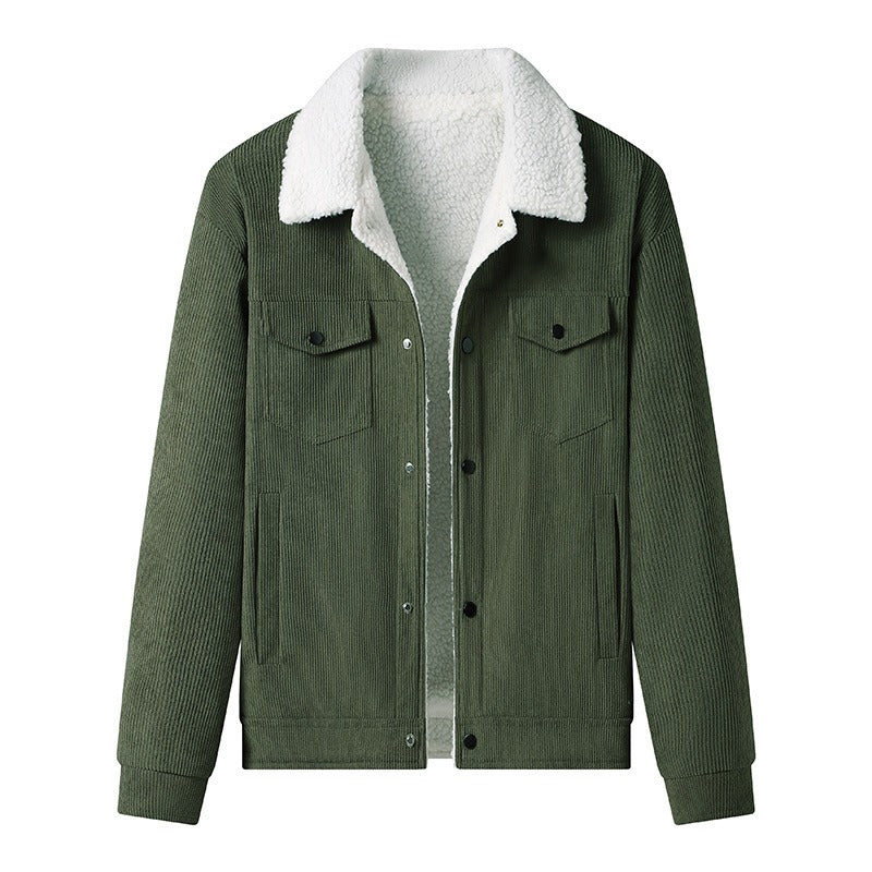 Street Wave Corduroy Fleece Jacket Alain For Men Relaxed Fit Warm Winter Outerwear