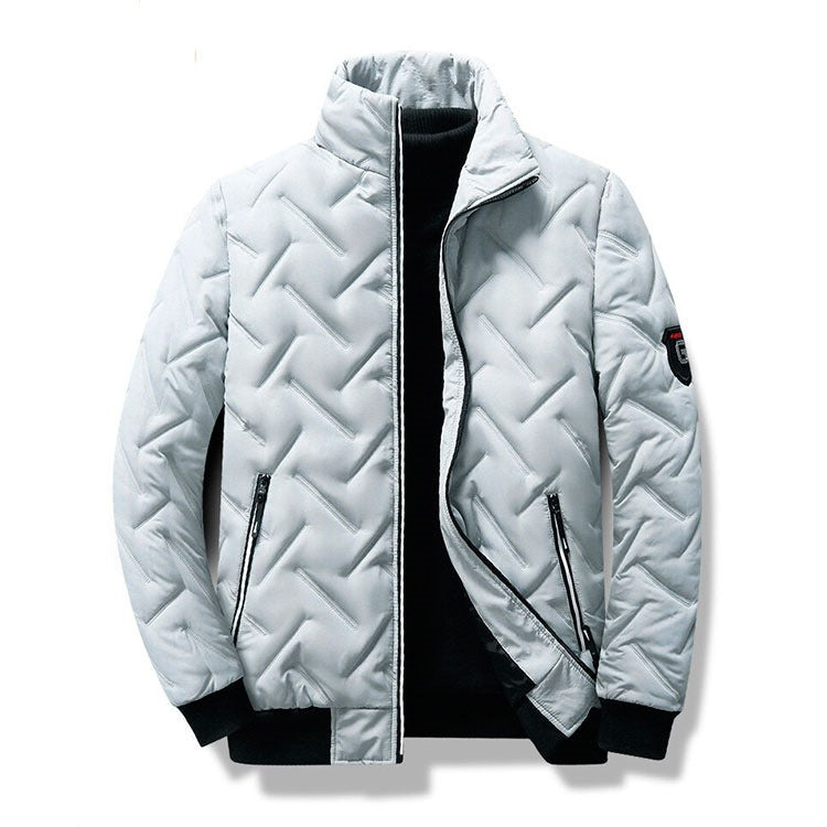 Street Wave Quilted Jacket For Men Navy All Season Insulated With Zigzag Stitch Detail