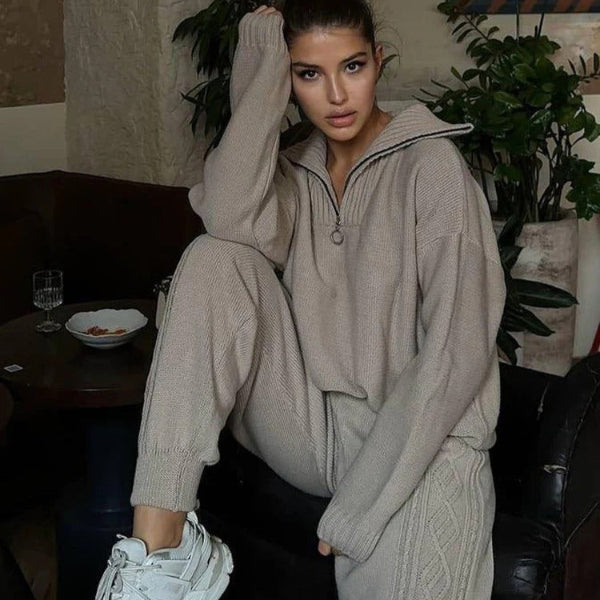 Street-Wave Two-Piece Quarter-Zip Top Women’s Soft Knit