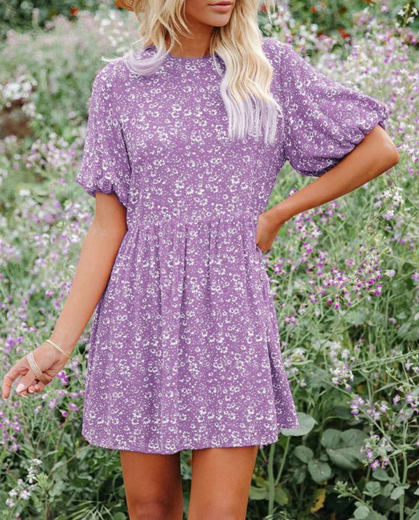 Nordisk Flair Women's Breathable A Line Dress Puff Sleeves Floral