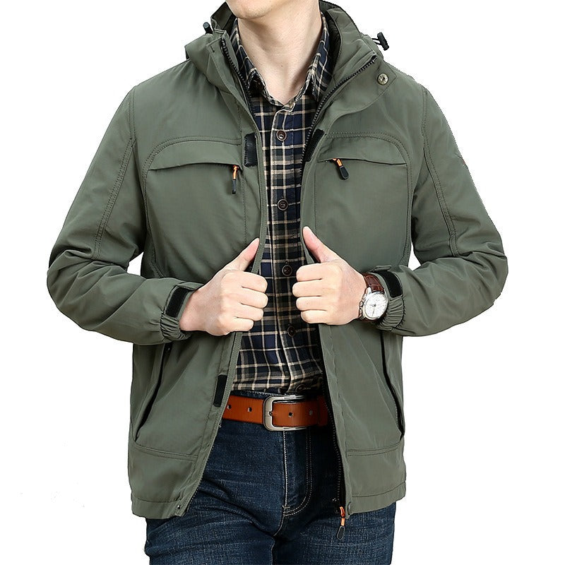 Essential Street-wave Men's All Weather Jacket With Water Repellent Fabric And Zip Pockets