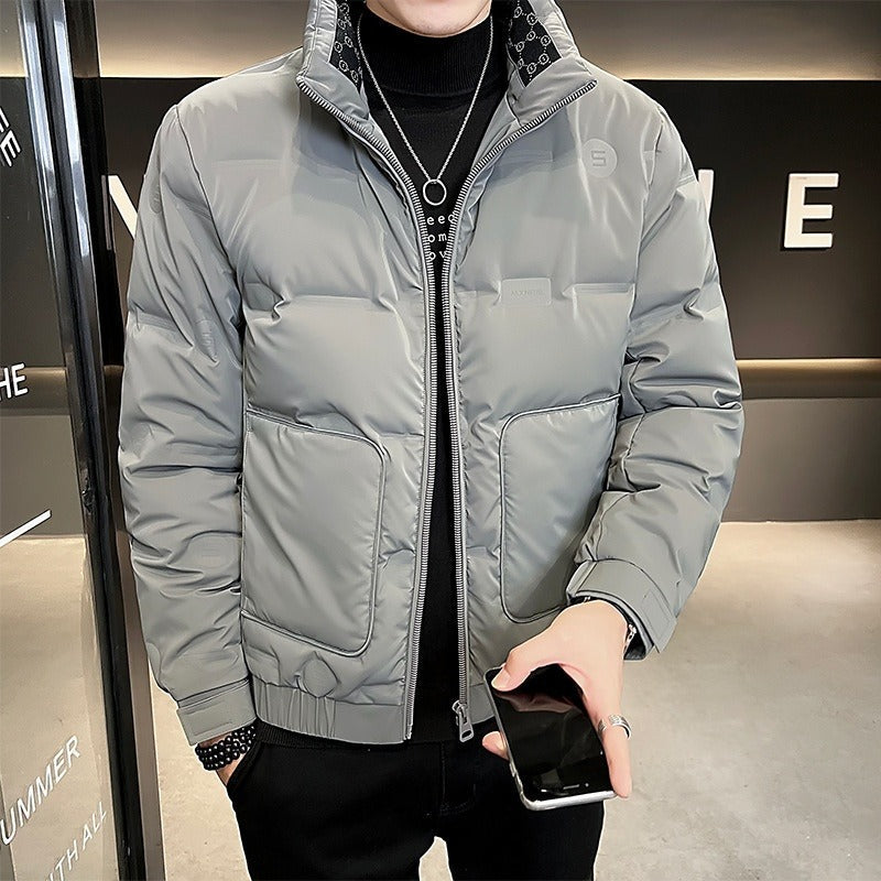 Street-Wave Padded Bomber Jacket For Men, Windproof Warmth, High Collar, Urban Style
