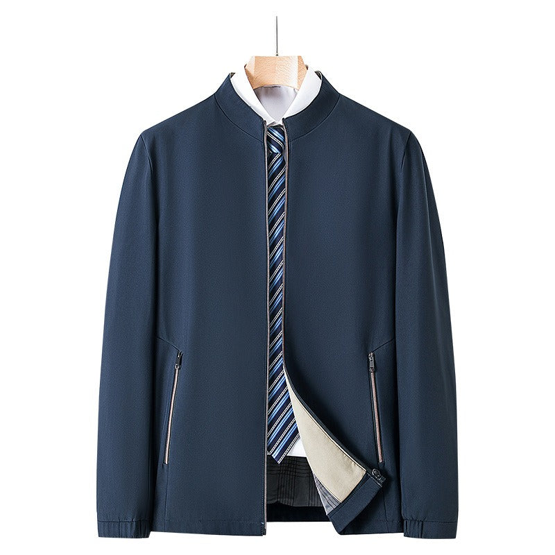 Street-Wave Mens Minimalist Jacket With Mao Collar Versatile Everyday Style For Modern Men