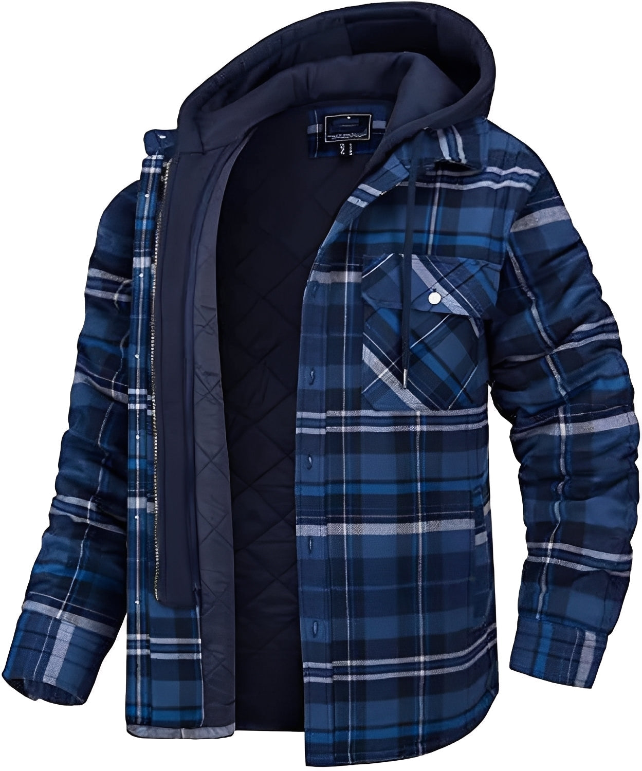 Street-wave Mens Plaid Thick Winter Jacket With Inner Quilted Lining For Warmth And Comfort