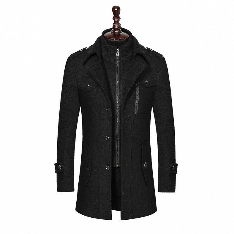 Street-Wave Men’s Wool Overcoat Marlowe Timeless Warm Long Coat With Classic Collar And Defined Silhouette