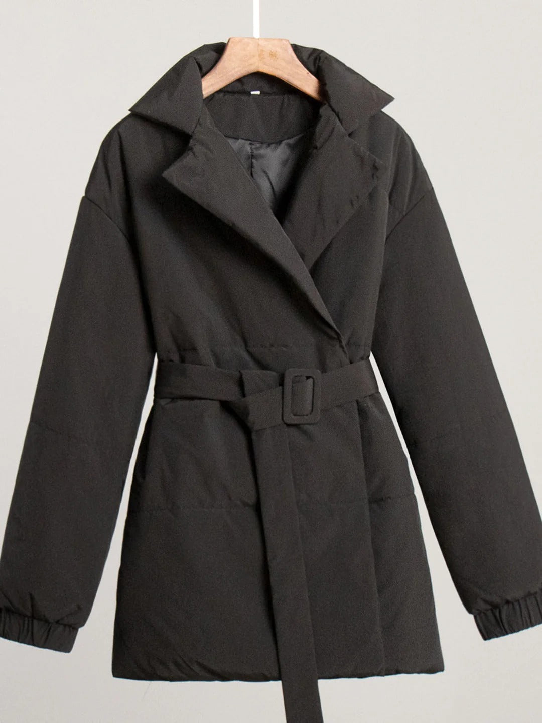 Streetwave Puffer Jacket Belted Waist Wrap Front Quilted Winter Coat for Women Cozy Warmth