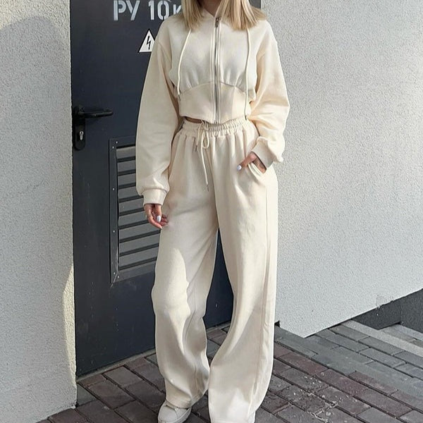 NordiskFlair Womens Lounge Set Cozy Relaxed Fit Hoodie And Wide Leg Pants