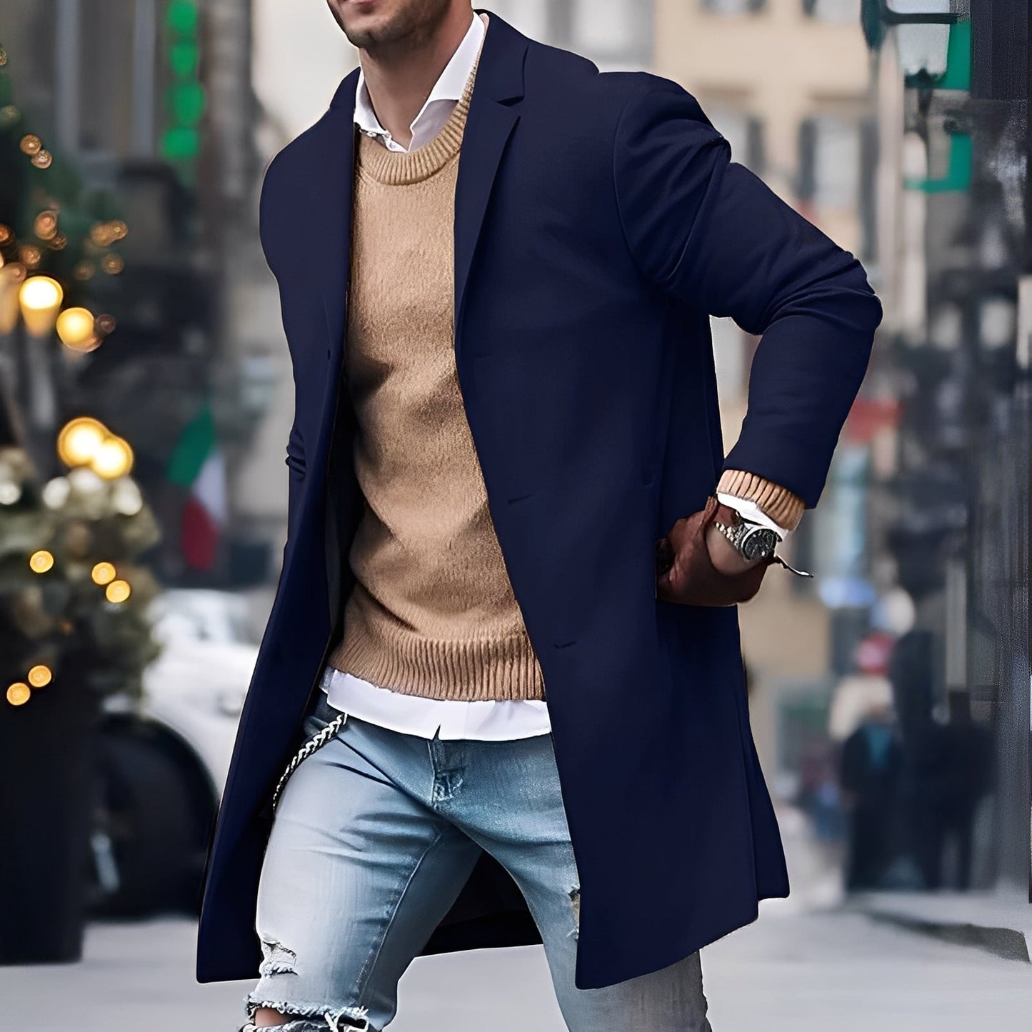 Streetwave Men Trench Coat Elegant Timeless Notched Lapel For Premium Style And Comfort