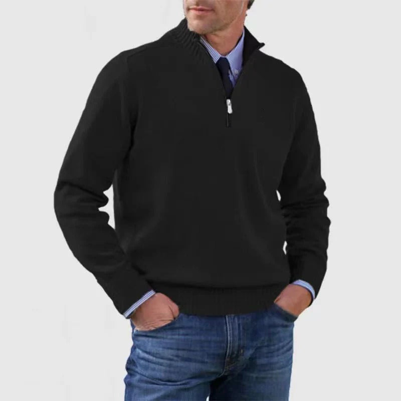 Mens Quarter Zip Sweater for Business Casual Office Attire Sharp Professional Look Knit Pullover by Street-Wave