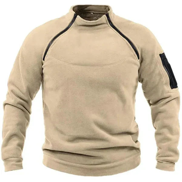 Street-Wave Mens Fleece Sweatshirt For Outdoor Men With High Collar And Pockets