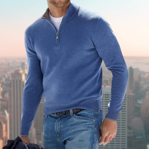 Street-Wave Mens Cotton Blend Sweatshirt Quarter Zip Stand Collar Casual Wear