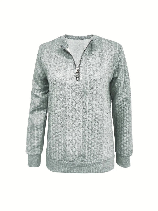 Street Wave Womens Cable Knit Half Zip Sweatshirt Relaxed Fit