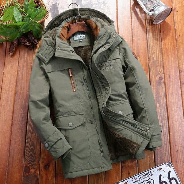 Street-Wave Men's Fleece Lined Hooded Jacket Warmth Pockets