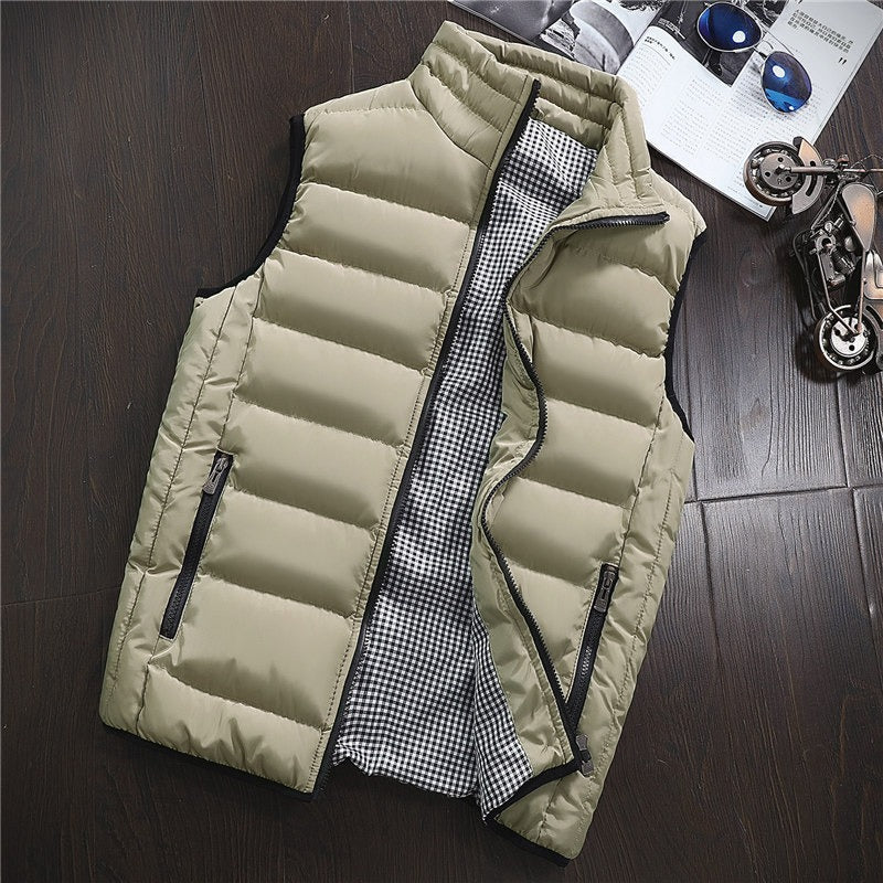 Street-Wave Mens Sleeveless Puffer Vest Urban Style Warmth Without Bulk with Zipper Pockets