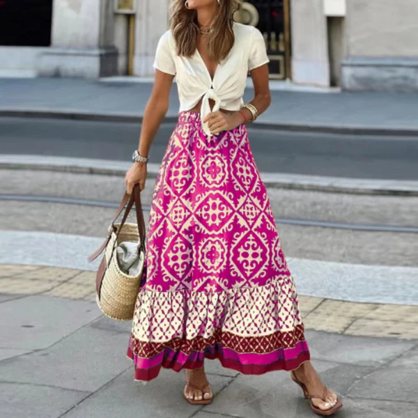 Womens Maxi Skirt High Waisted Geometric Nordisk Flair