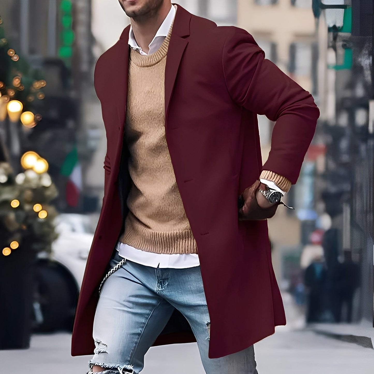 Streetwave Men Trench Coat Elegant Timeless Notched Lapel For Premium Style And Comfort