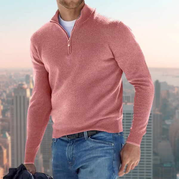 Street-Wave Mens Cotton Blend Sweatshirt Quarter Zip Stand Collar Casual Wear
