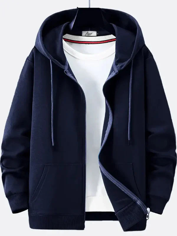 Street-Wave Mens Full Zip Hoodie Relaxed Fit Cotton Blend Kangaroo Pockets