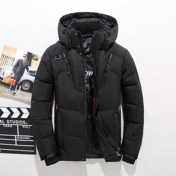 Street-Wave Men's Down Jacket Hooded Water Resistant Insulated Hip-Length Coat