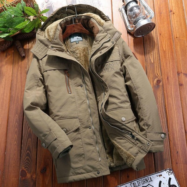 Street-Wave Men's Fleece Lined Hooded Jacket Warmth Pockets