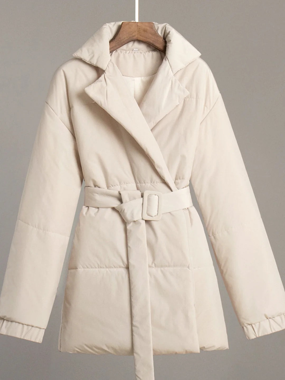 Streetwave Puffer Jacket Belted Waist Wrap Front Quilted Winter Coat for Women Cozy Warmth