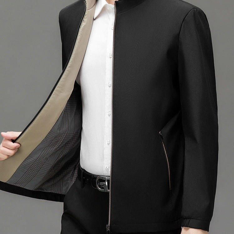Street-Wave Mens Minimalist Jacket With Mao Collar Versatile Everyday Style For Modern Men