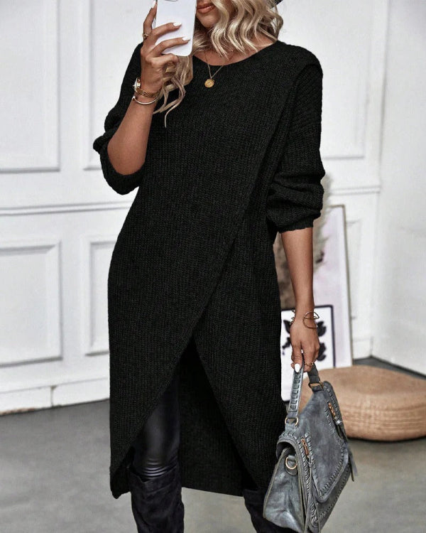 Street-Wave Womens Oversized Wool Knit Pullover Wrap
