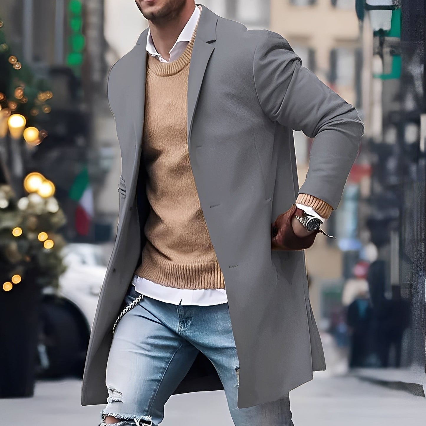 Streetwave Men Trench Coat Elegant Timeless Notched Lapel For Premium Style And Comfort