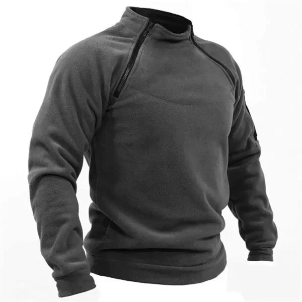 Street-Wave Mens Fleece Sweatshirt For Outdoor Men With High Collar And Pockets
