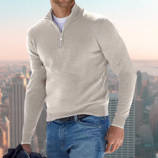 Street-Wave Mens Cotton Blend Sweatshirt Quarter Zip Stand Collar Casual Wear