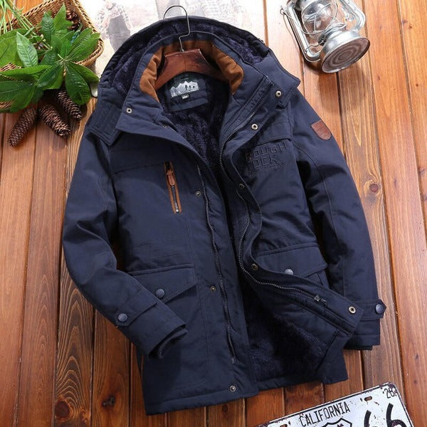 Street-Wave Men's Fleece Lined Hooded Jacket Warmth Pockets