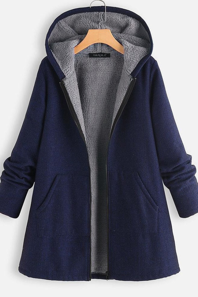 Street Wave Womens Hooded Coat Fleece Lined Oversized Mid Thigh Warmth