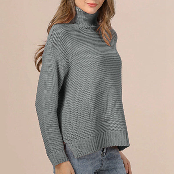 Street Wave Women's Knitted Sweater Relaxed Fit Turtleneck Wool Blend Cozy