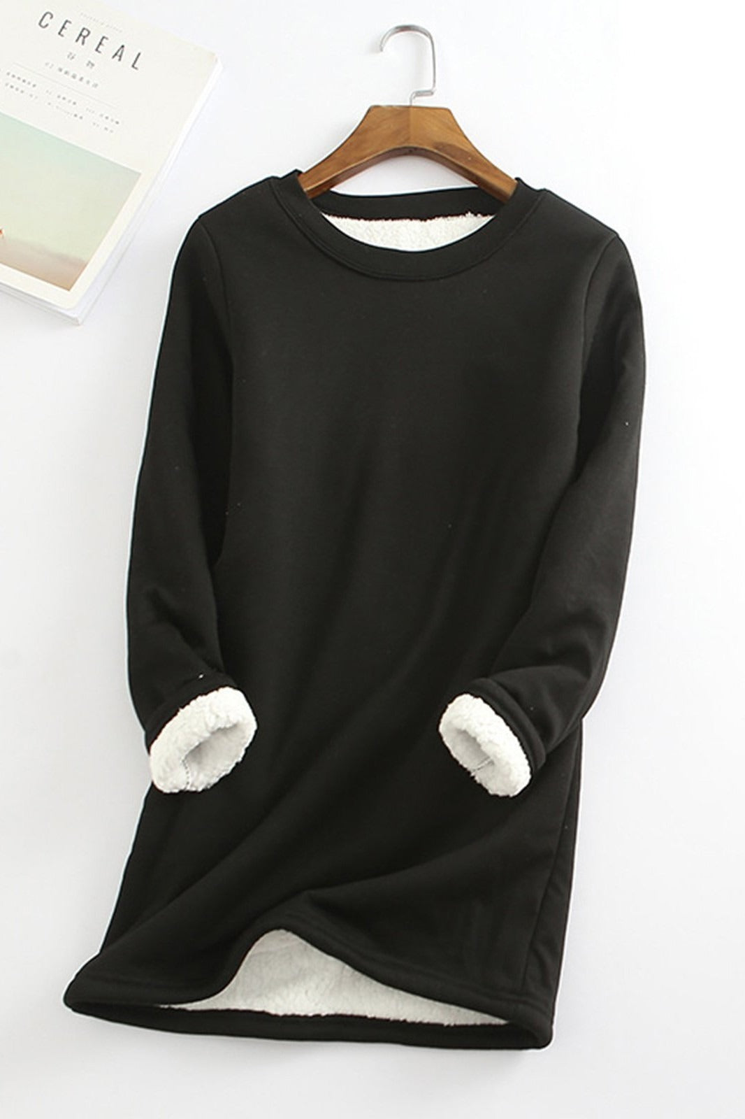 Women's Fleece Lined Relaxed Fit Tunic Top Street Wave Cozy Warmth For Women