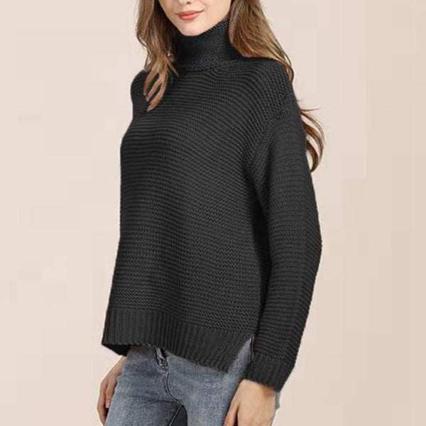 Street Wave Women's Knitted Sweater Relaxed Fit Turtleneck Wool Blend Cozy