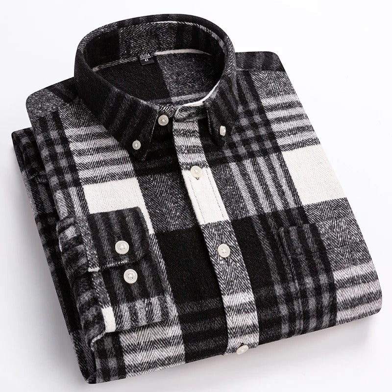 Wexler Mens Plaid Cotton Shirt Breathable Everyday Comfort Button Front With Traditional Collar