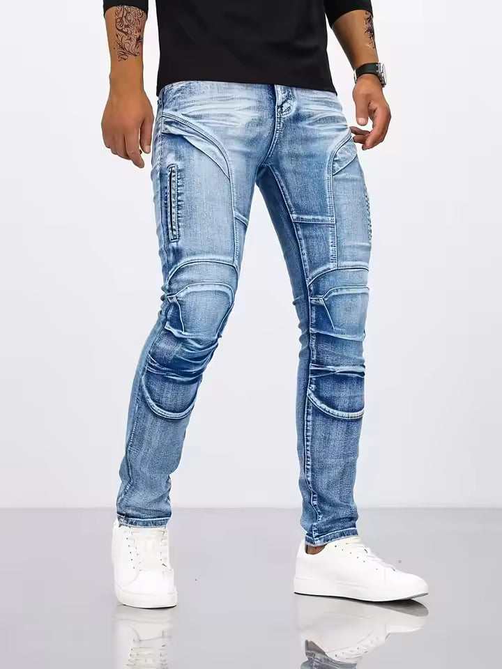 Street-Wave Mens Slim Fit Denim Jeans Articulated Knees