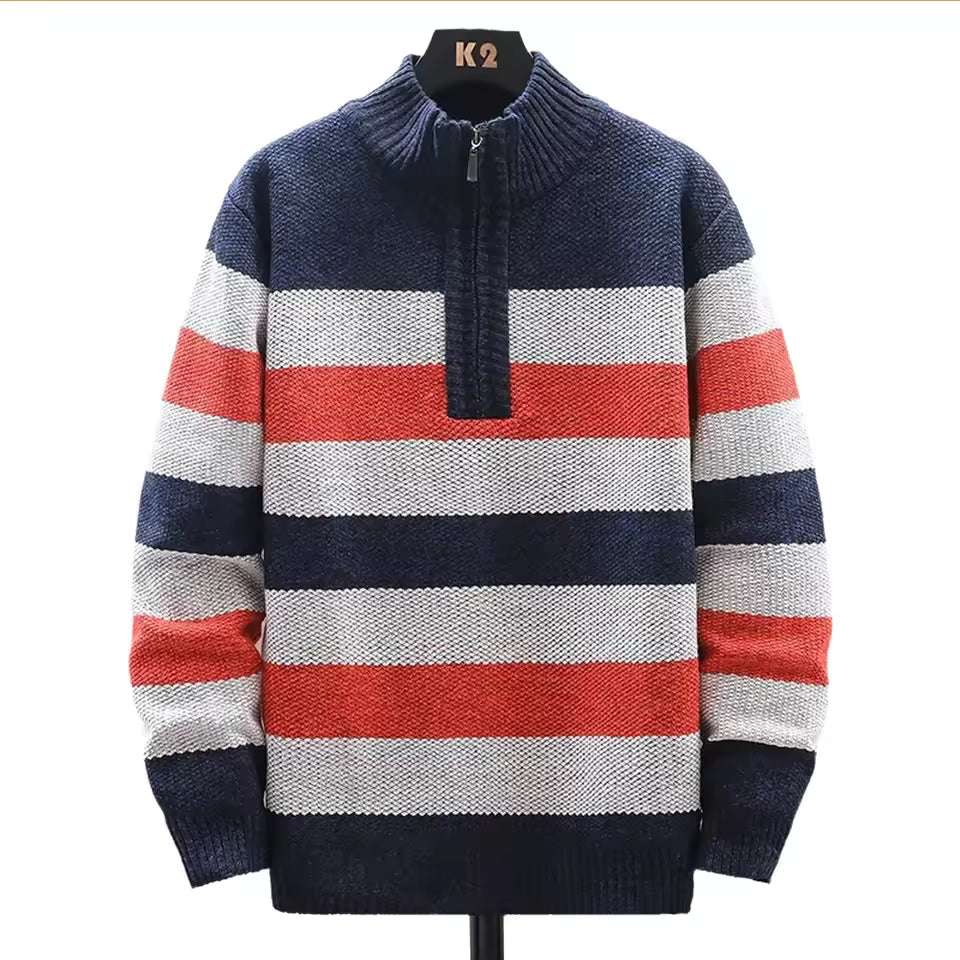 Street-Wave Mens Fleece Lined Wool Knit Pullover Warm Cozy Relaxed Fit