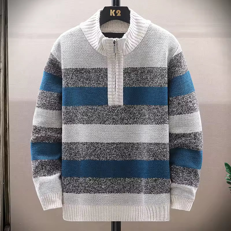 Street-Wave Mens Fleece Lined Wool Knit Pullover Warm Cozy Relaxed Fit