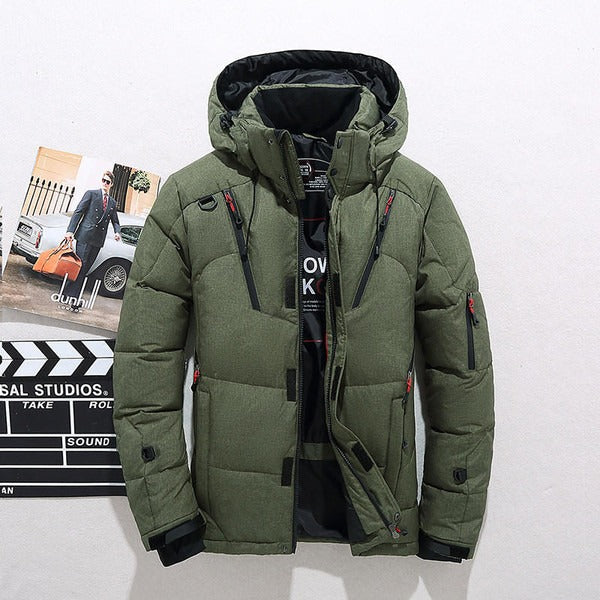 Street-Wave Men's Down Jacket Hooded Water Resistant Insulated Hip-Length Coat