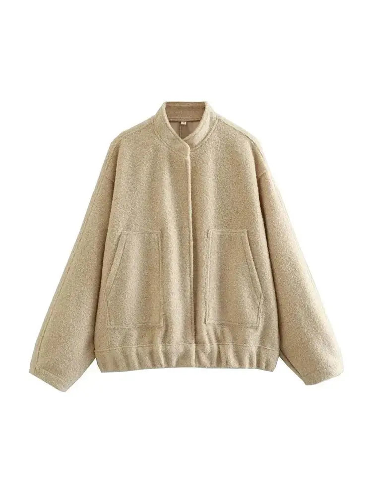 Street Wave Oversized Teddy Fleece Jacket For Plus Size Women Cozy Minimalist Urban Style