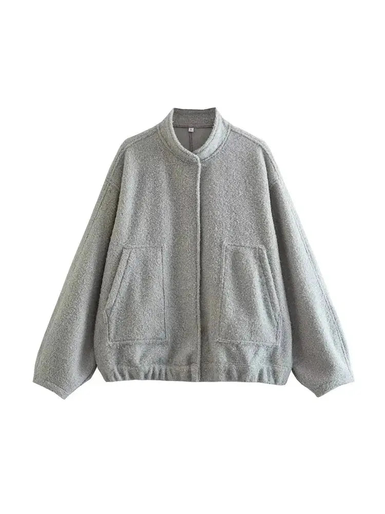 Street Wave Oversized Teddy Fleece Jacket For Plus Size Women Cozy Minimalist Urban Style