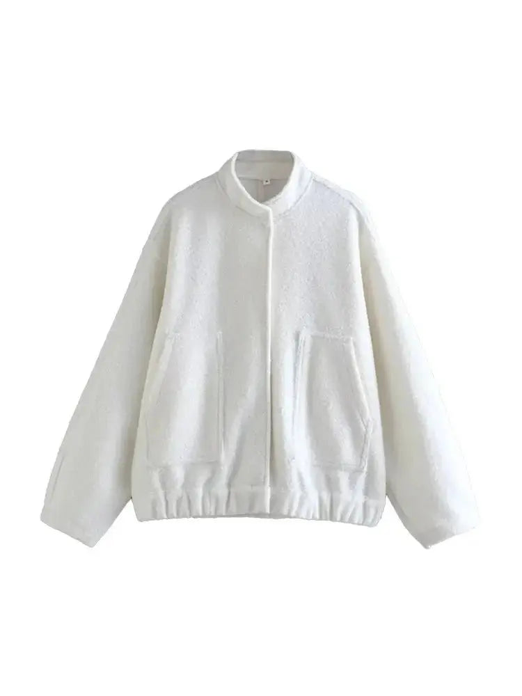 Street Wave Oversized Teddy Fleece Jacket For Plus Size Women Cozy Minimalist Urban Style