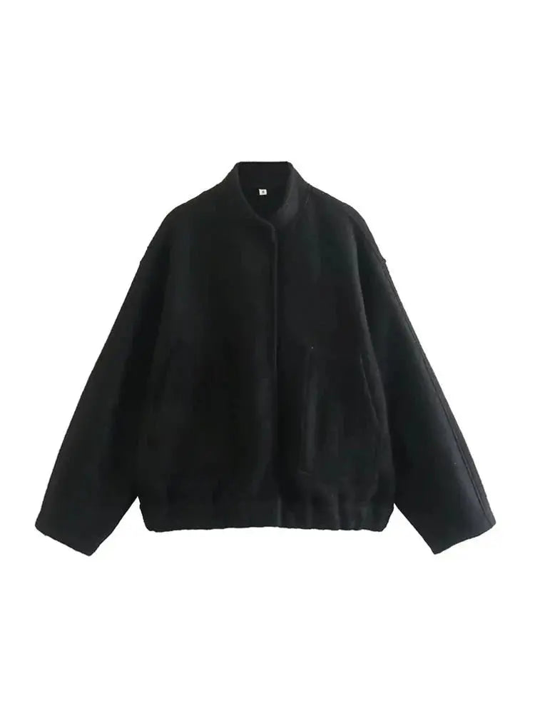 Street Wave Oversized Teddy Fleece Jacket For Plus Size Women Cozy Minimalist Urban Style