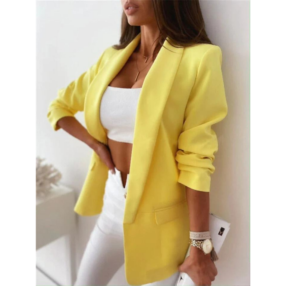 Street-wave Tailored Blazer With Three-Quarter Sleeves For Women, Chic Effortless Office Essential