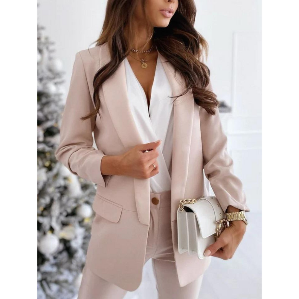 Street-wave Tailored Blazer With Three-Quarter Sleeves For Women, Chic Effortless Office Essential